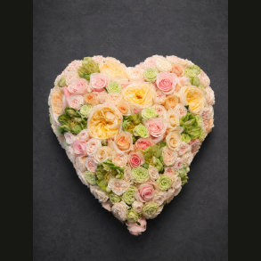 Blomsterhjerte � Lys rosa & creme