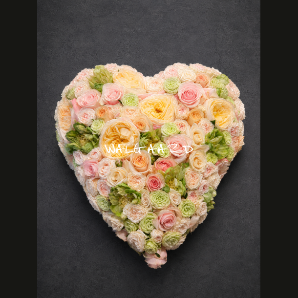 Blomsterhjerte � Lys rosa &amp; creme